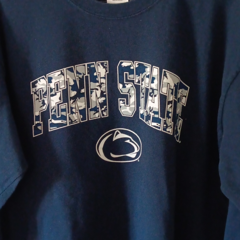 Gildan Navy Blue Penn State Long Sleeve Tee with White Logo